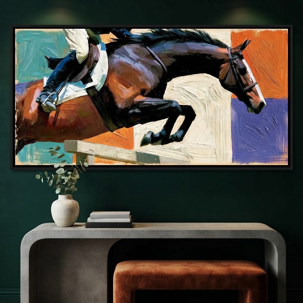 Leaping Over The Painted Square Canvas Wall Art