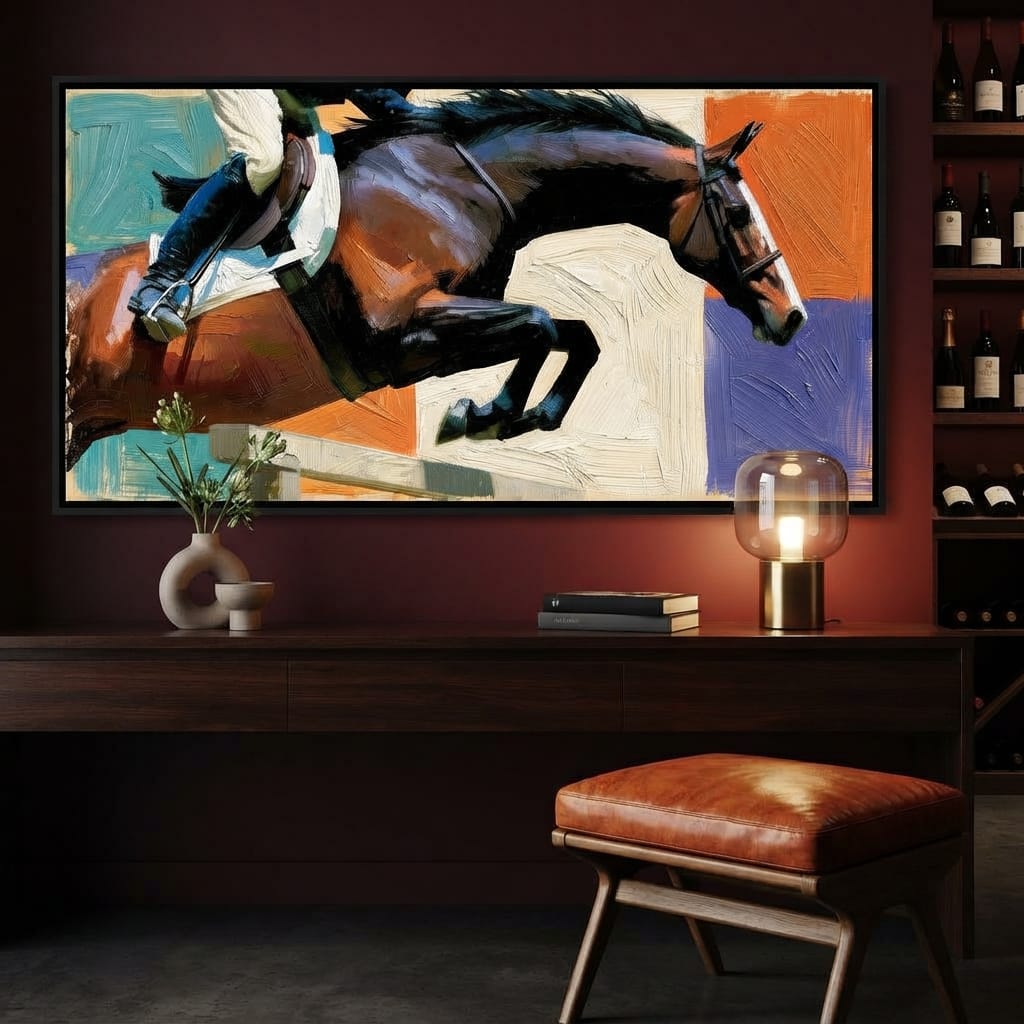 Leaping Over The Painted Square Canvas Wall Art