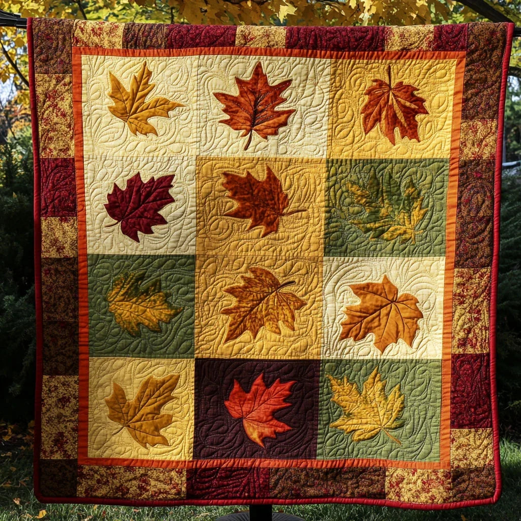 Leaves In The Wind Quilt Blanket