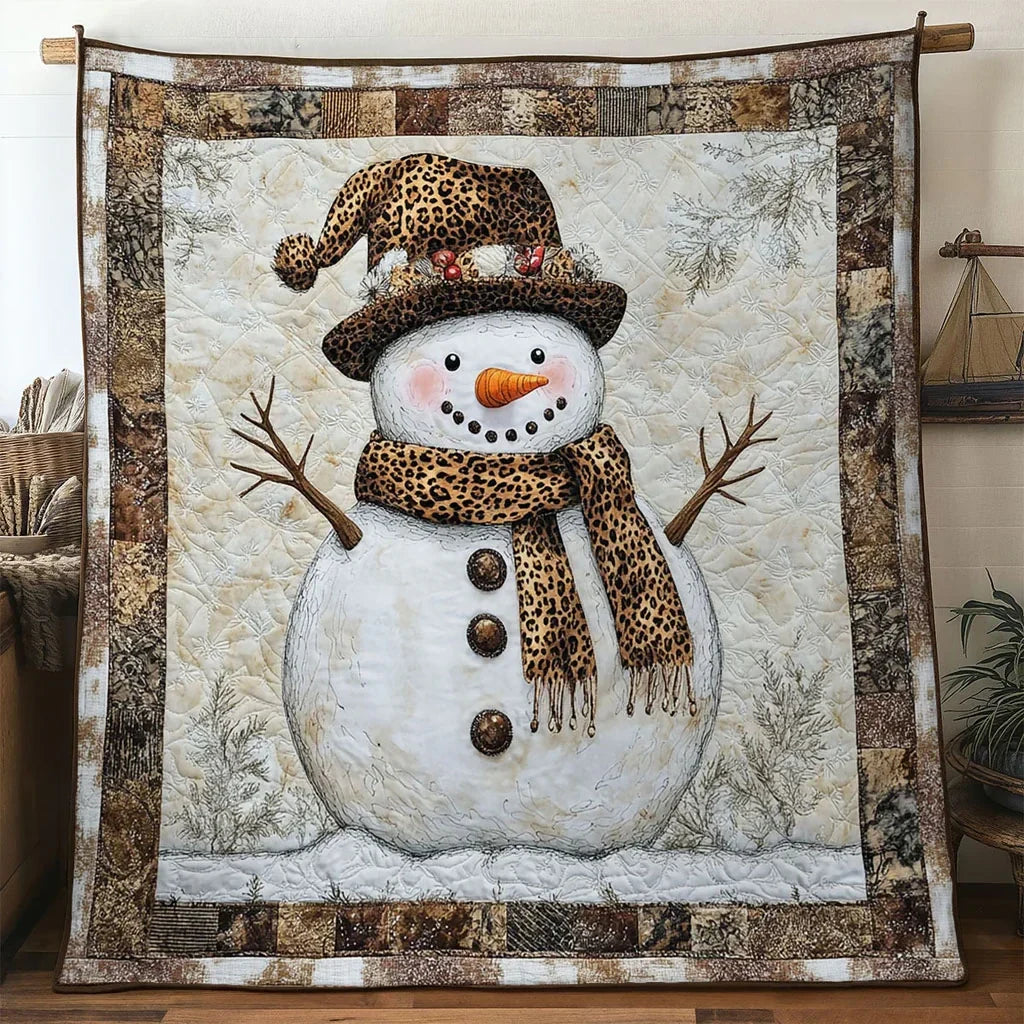 Leopard Chic Snowman Quilt Blanket
