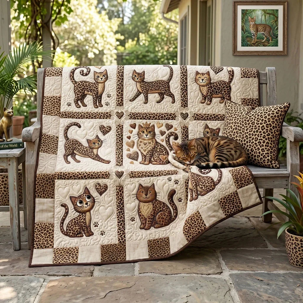 Leopard Love Cats Quilt Blanket