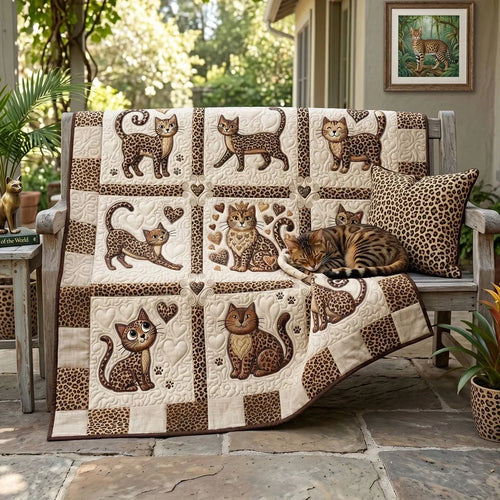 Leopard Love Cats Quilt Blanket