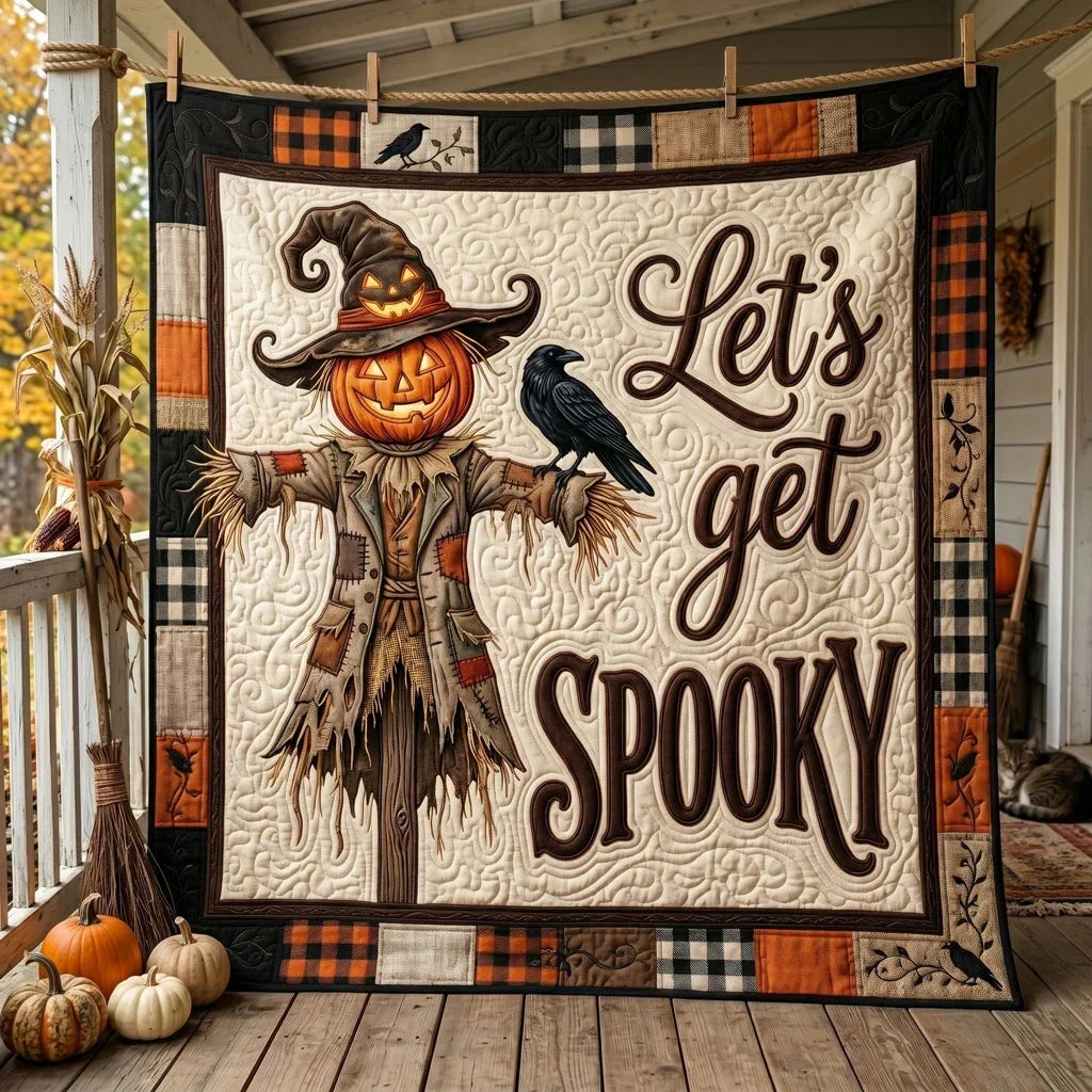 Let's Get Spooky Scarecrow Quilt Blanket
