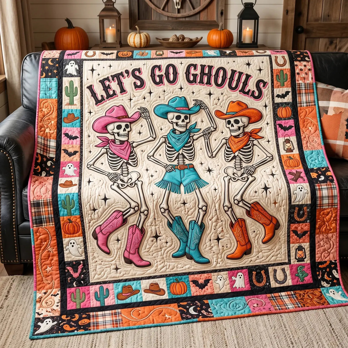Let's Go Ghouls Quilt Blanket