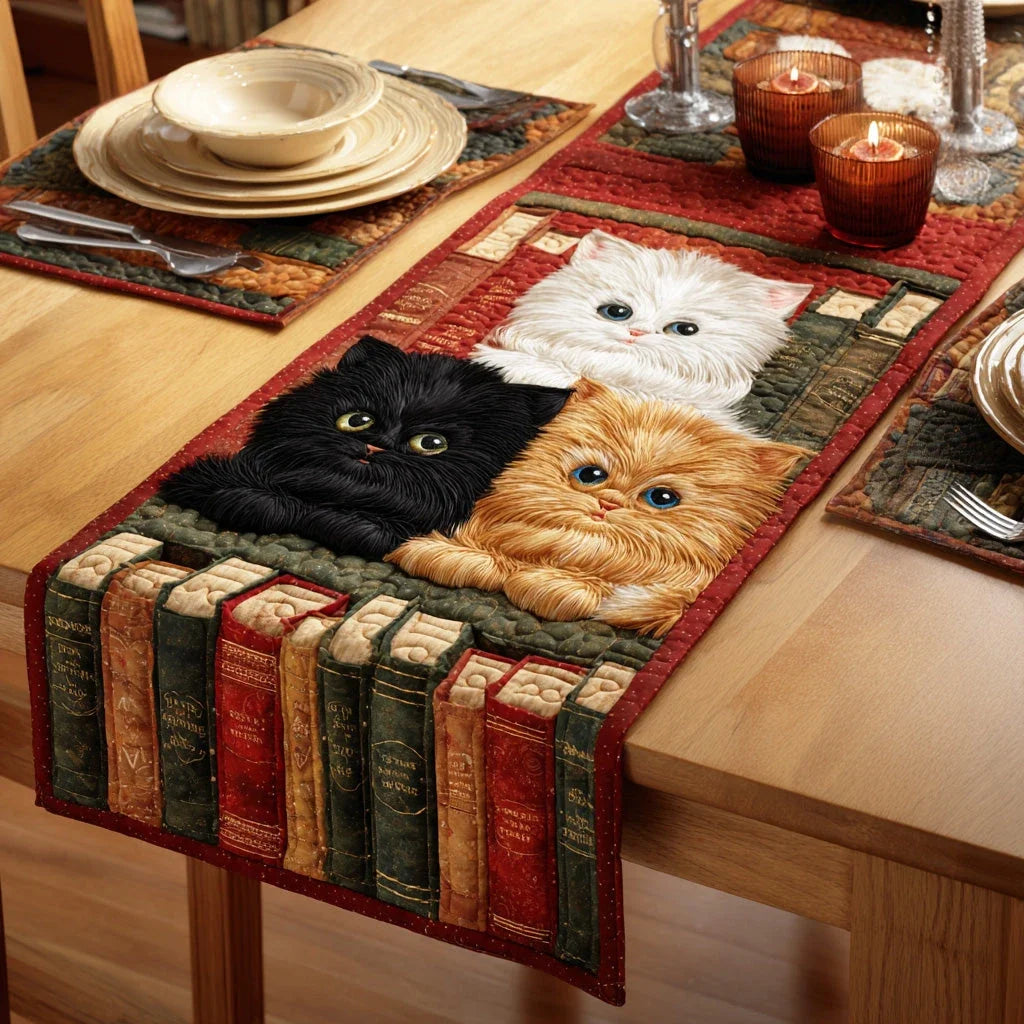 Library Paws Quilted Table Runner