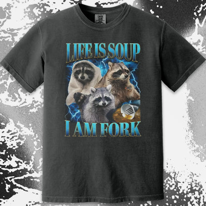 Life Is Soup I Am Fork Raccoon Shirt – Existential Meme Tee, funny meme tee gift (view 6)