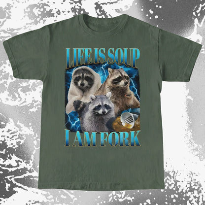 Life Is Soup I Am Fork Raccoon Shirt – Existential Meme Tee, funny meme tee gift (view 17)