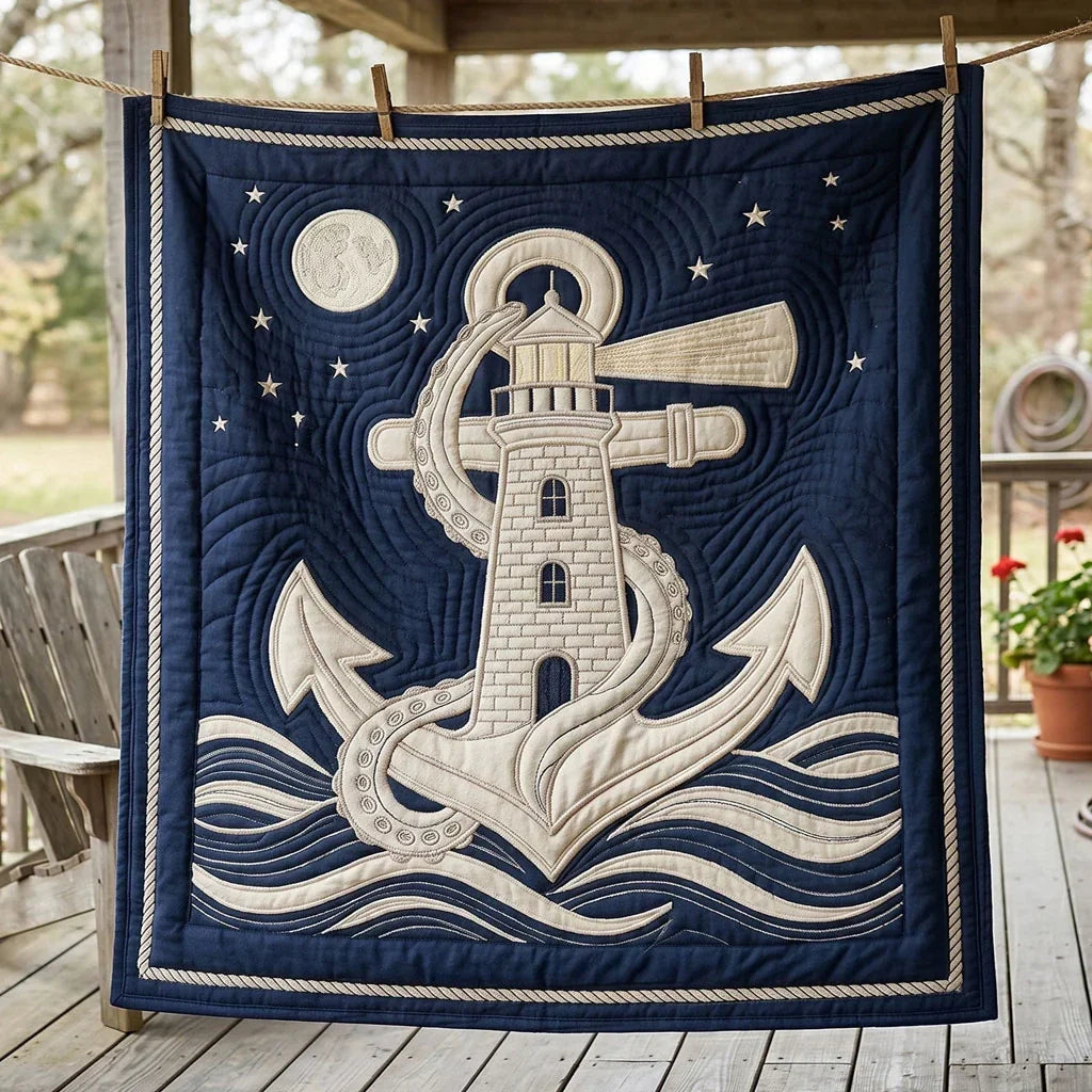 Lighthouse Anchor Nautical Quilt Blanket