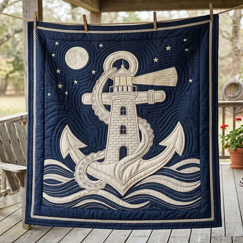 Lighthouse Anchor Nautical Quilt Blanket