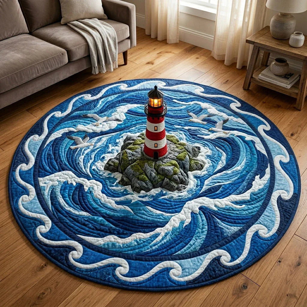 Lighthouse Haven Quilted Round Mat