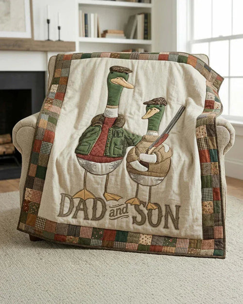 Like Father Like Duck Quilt Blanket - Quilted Blanket by Wild and Way