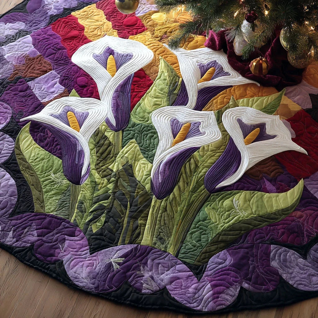 Lily Bloom Christmas Quilted Tree Skirt