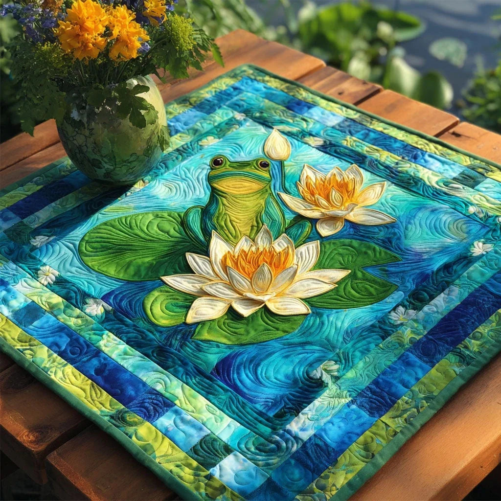 Lily Pad Parade Quilted Table Topper