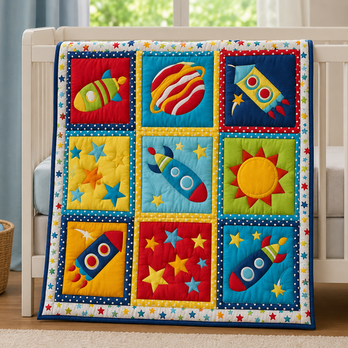 Little Astronaut Quilt Blanket - Quilted Blanket by Wild and Way