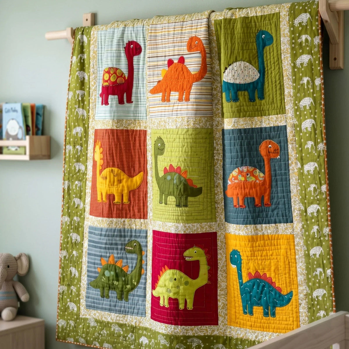 Little Dino Quilt Blanket - Quilted Blanket by Wild and Way