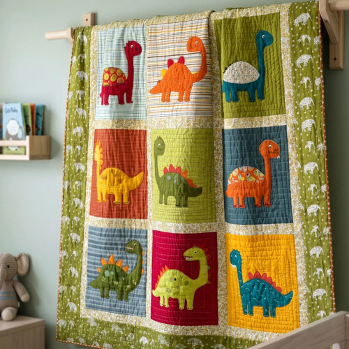 Little Dino Quilt Blanket - Quilted Blanket by Wild and Way