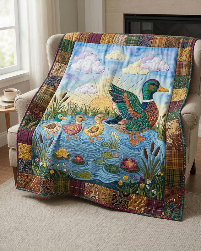 Little Duck Waddles Quilt Blanket - Quilted Blanket by Wild and Way