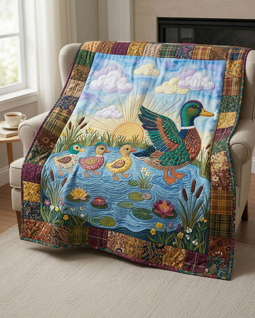 Little Duck Waddles Quilt Blanket - Quilted Blanket by Wild and Way