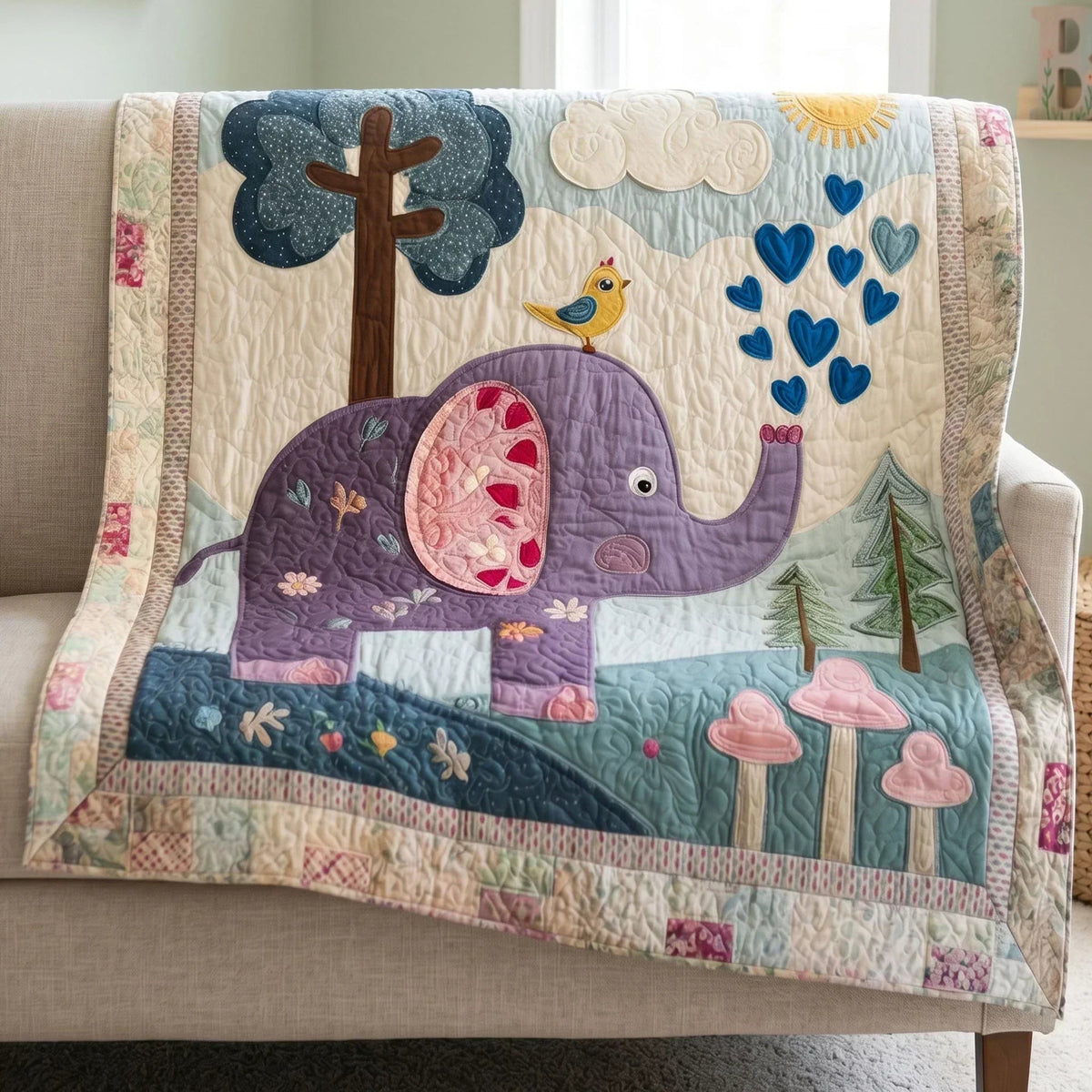 Little Elephant Quilt Blanket - Quilted Blanket by Wild and Way