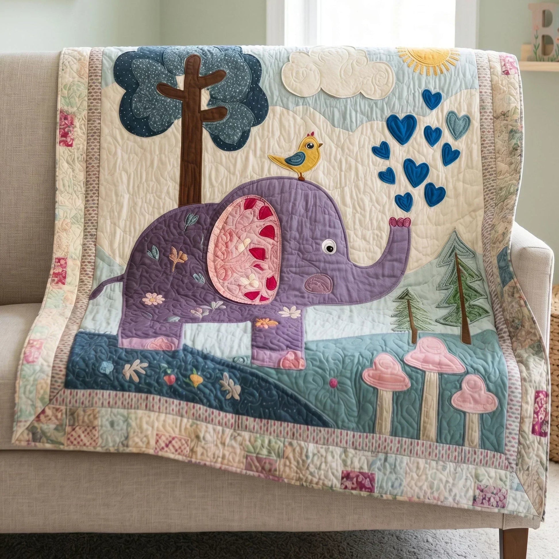 Little Elephant Quilt Blanket - Quilted Blanket by Wild and Way
