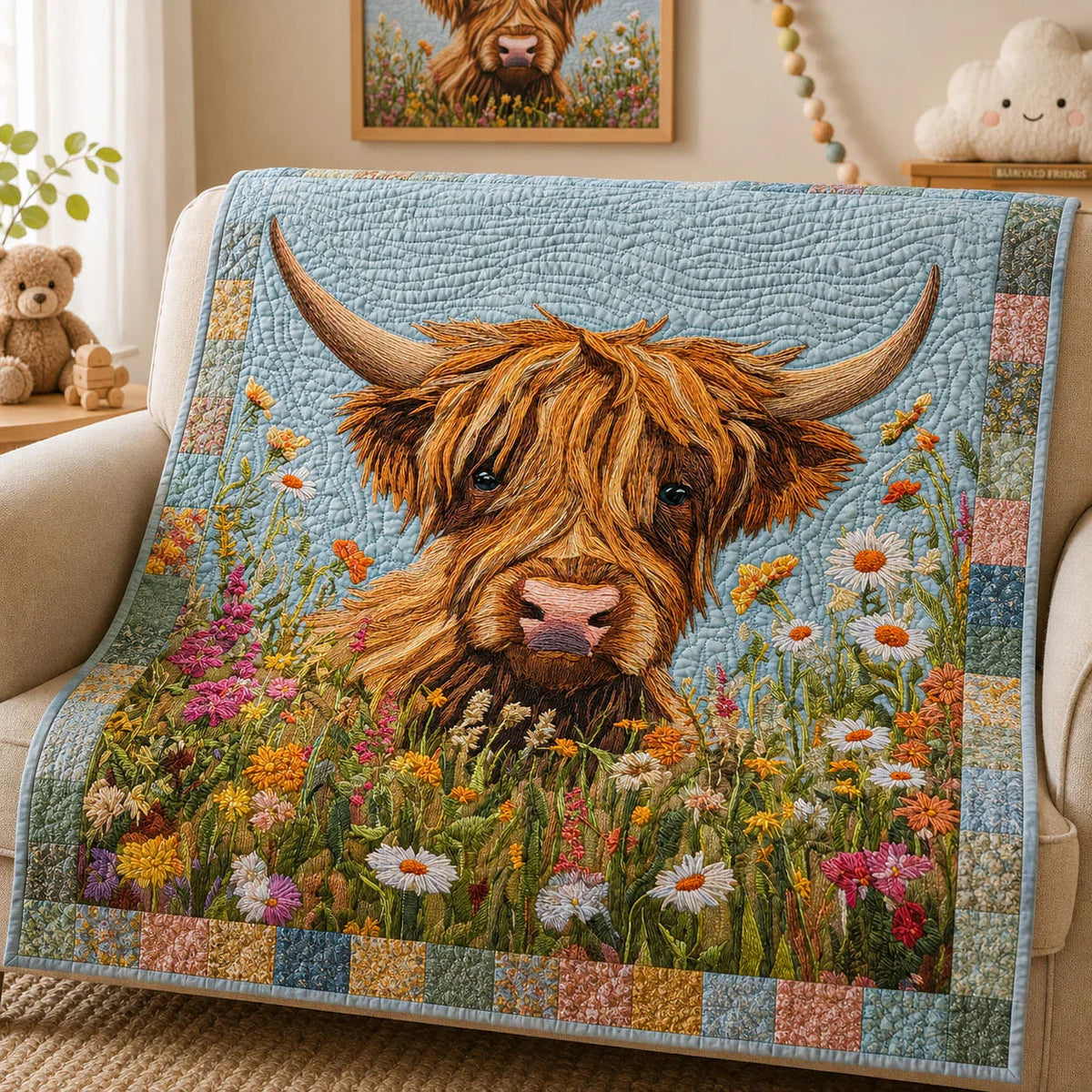 Little Moo Quilt Blanket - Quilted Blanket by Wild and Way