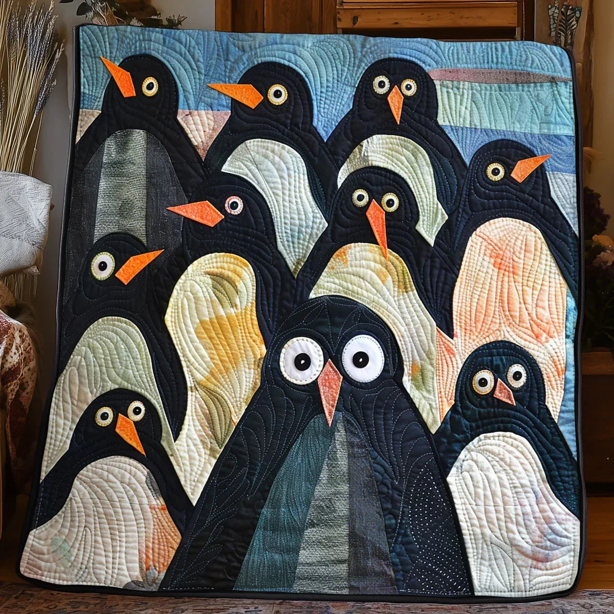 Little Whimsical Penguin Quilt Blanket