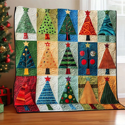 Lively Christmas Tree Quilt Blanket