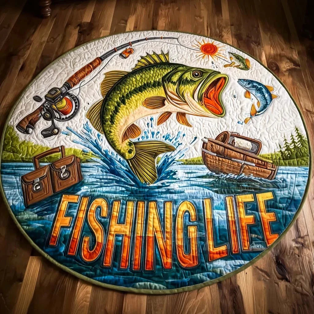 Lively Waters Quilted Round Mat