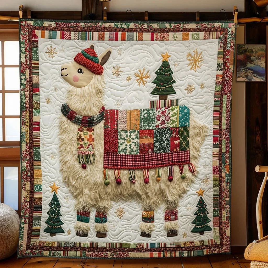 Llama Christmas Cheer Quilt Blanket