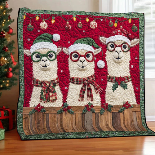 Llama Christmas Quilt Blanket