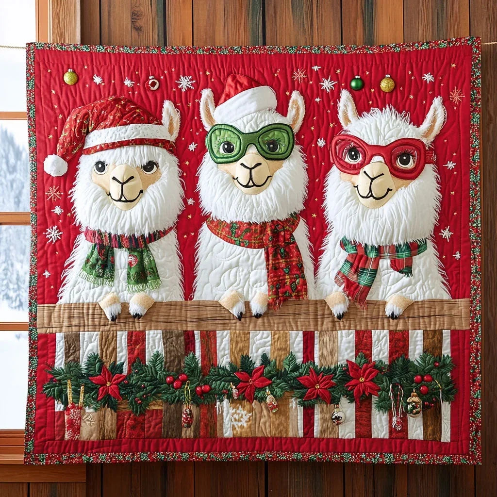 Llama Christmas Friend Quilt Blanket