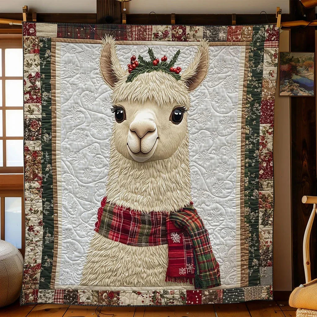 Llama Festive Night Quilt Blanket