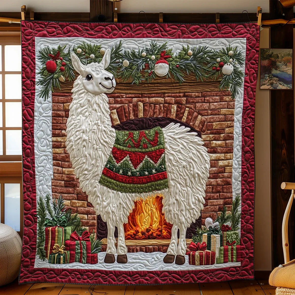 Llama Fireside Quilt Blanket