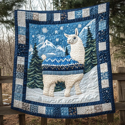 Llama Holiday Cozy Quilt Blanket
