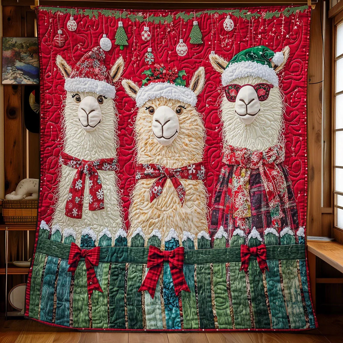 Llama Holiday Quilt Blanket