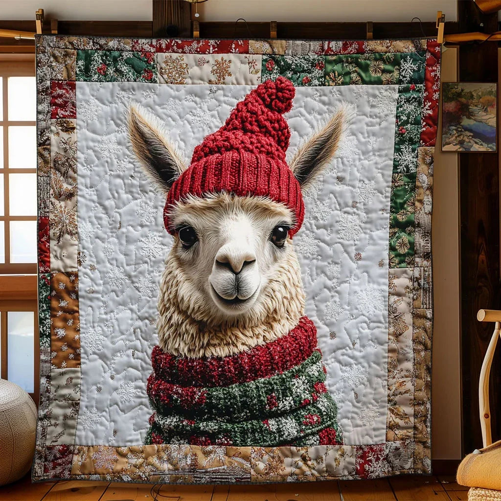 Llama Noel Night Quilt Blanket