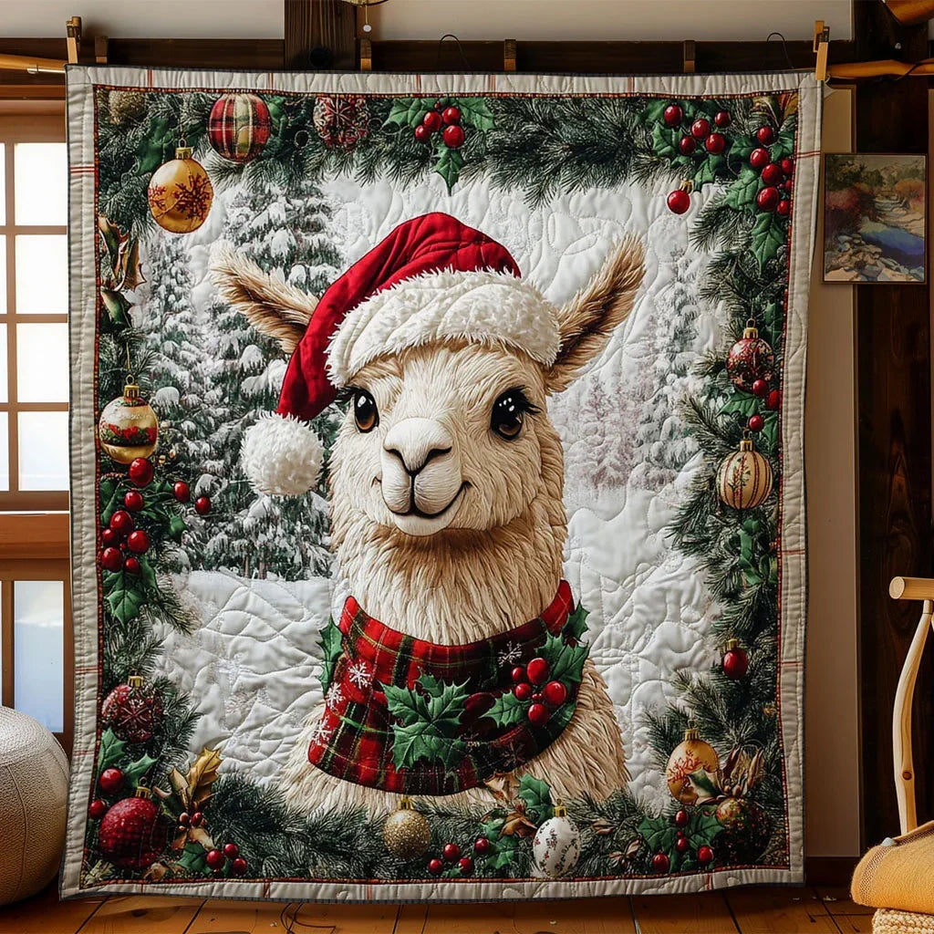 Llama Snow Magic Quilt Blanket