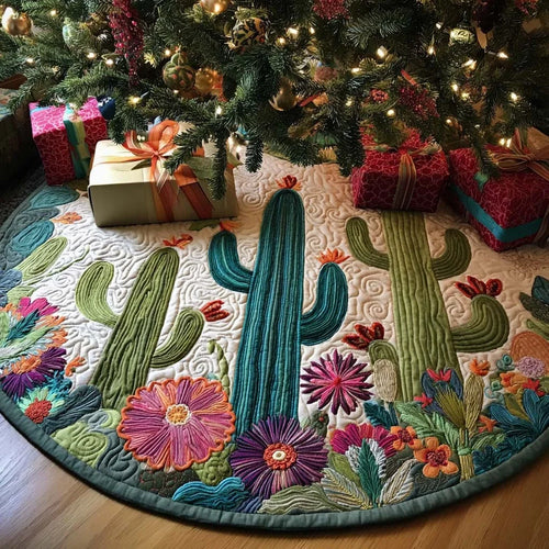 Lone Cactus Christmas Quilted Tree Skirt