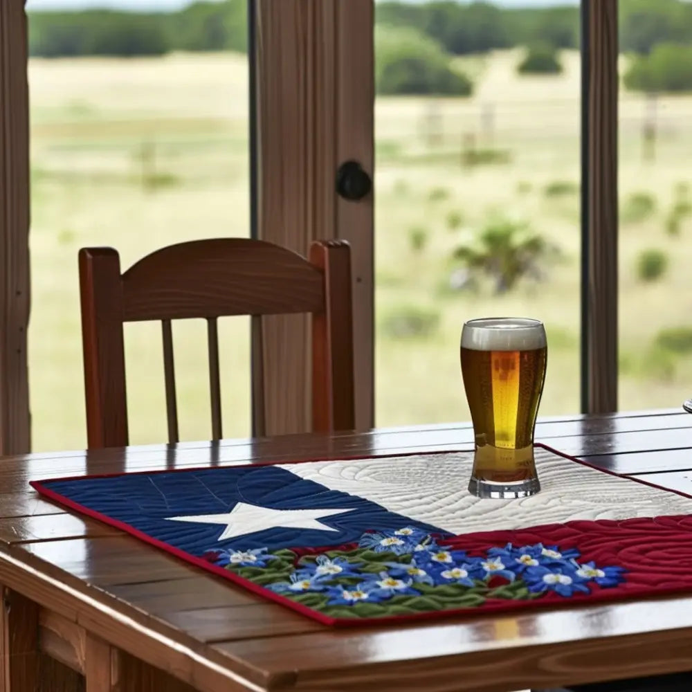 Lone Star Bloom Quilted Table Topper