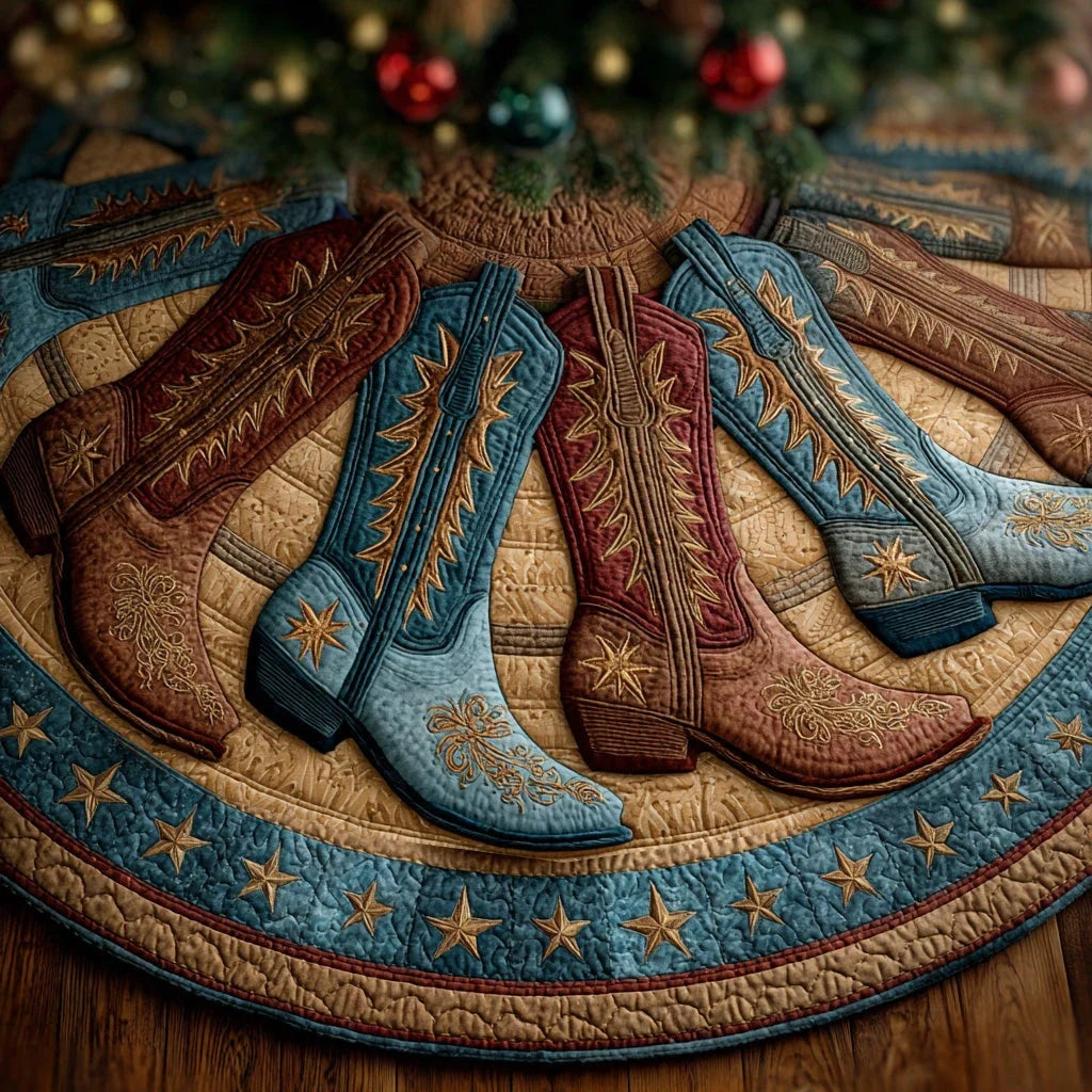 Lone Star Rodeo Christmas Quilted Tree Skirt
