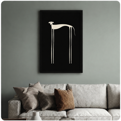 Minimalist Greyhound Wall Art Black Canvas Print