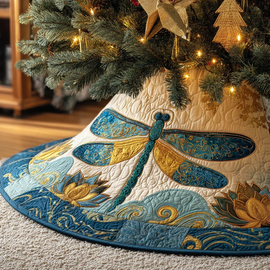Lotus Breeze Christmas Quilted Tree Skirt