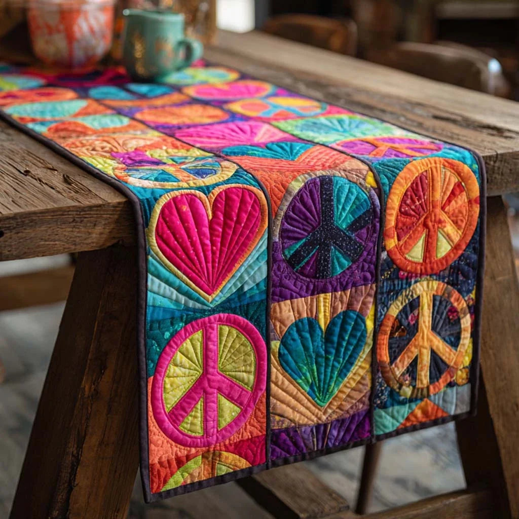 Love and Peace Quilted Table Runner
