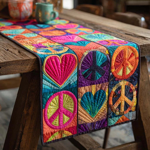 Love and Peace Quilted Table Runner