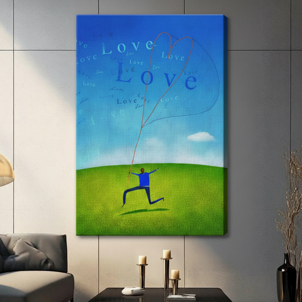 Love Heart Sky Inspirational Canvas Wall Art