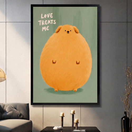 Love Treats Me Chubby Dog Canvas Wall Art