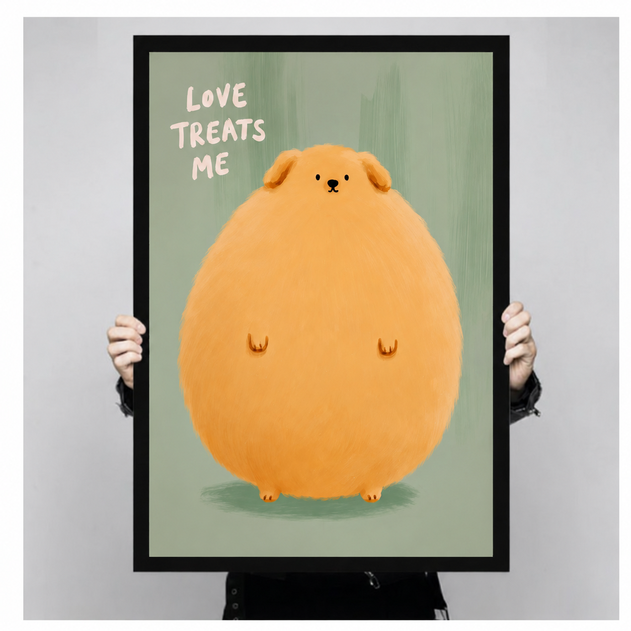 Love Treats Me Chubby Dog Canvas Wall Art