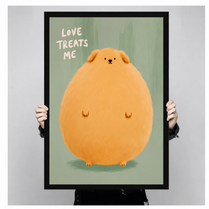 Love Treats Me Chubby Dog Canvas Wall Art