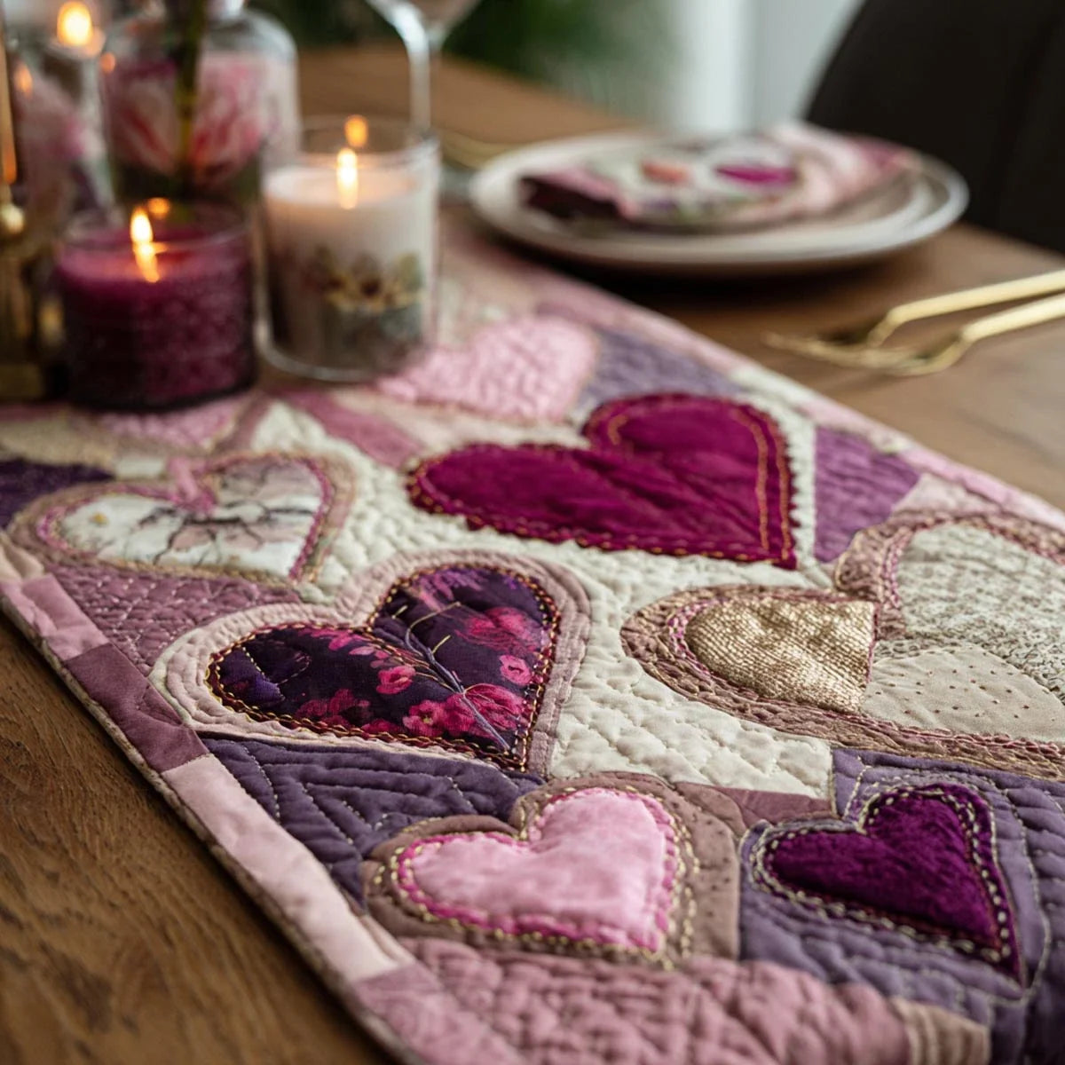 Loving Hearts Quilted Table Runner