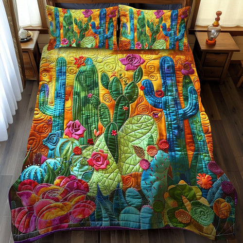 Desert Dreamscape Cactus 3-Piece Quilted Bedding Set - Single (59" x 70")